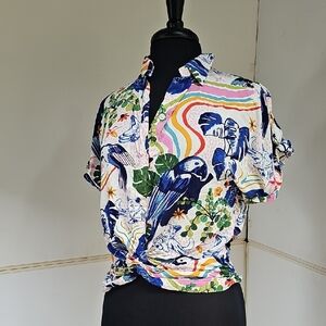 Vibrant Multicolor Parrot Print Women's Shirt